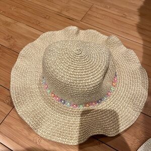 Toddler Straw Sun Hat with Colorful Trim